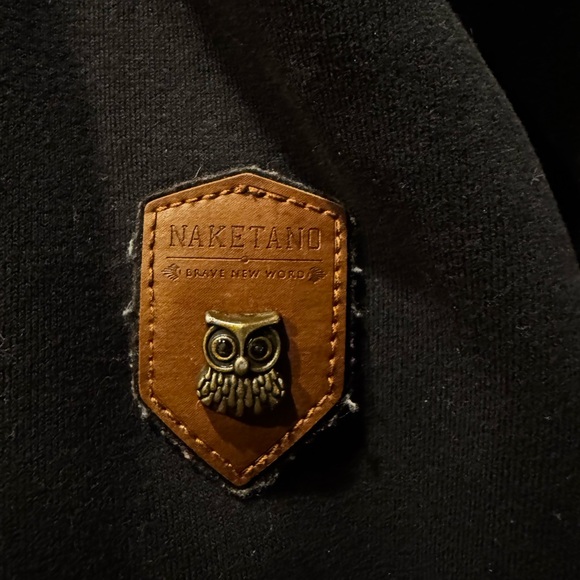 Naketano Black Cowl Neck Sweater with Brown Details Medium - Picture 3 of 7